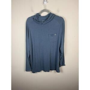 Huk Waypoint Hoodie Shirt Bluish Gray Long Sleeve Performance Fishing Large